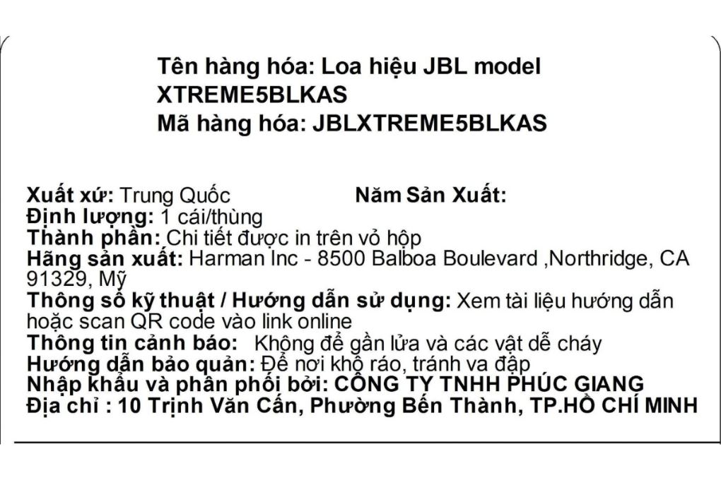 Loa Bluetooth JBL Xtreme 5 Màu Đen