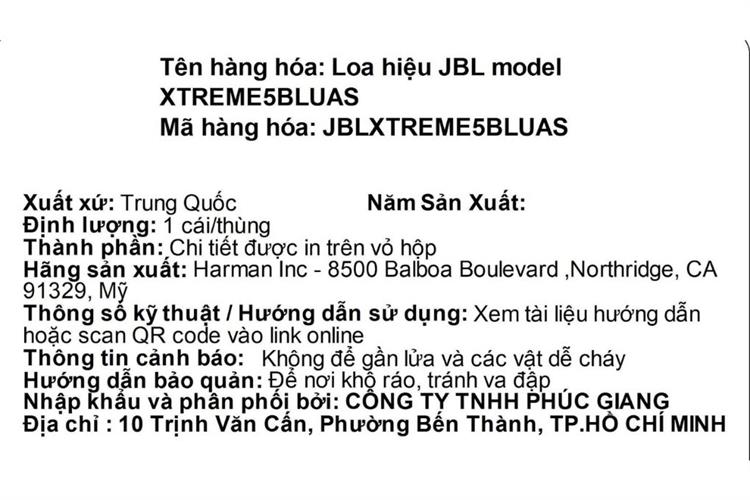 Loa Bluetooth JBL Xtreme 5 Màu Xanh Dương