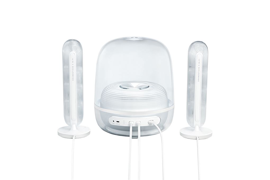 Loa Bluetooth Harman Kardon SoundSticks 5 Wifi Màu Trắng - Bạc