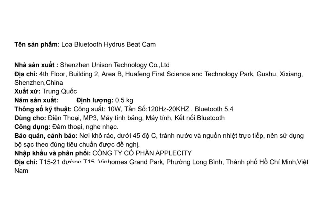 Loa Bluetooth Hydrus Beat Màu Cam