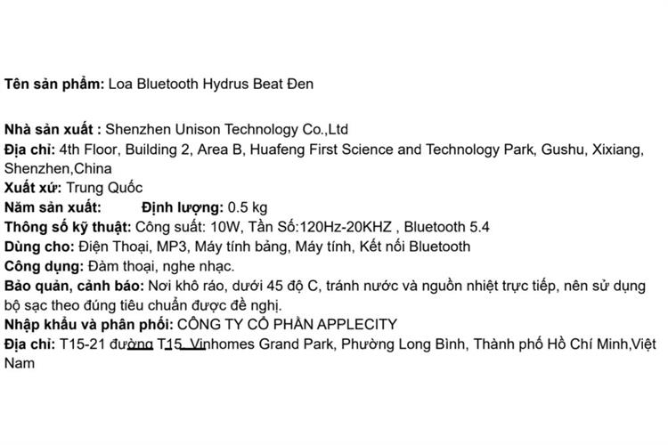 Loa Bluetooth Hydrus Beat Màu Đen