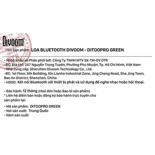 Loa Bluetooth Divoom DitooPro Green Màu Xanh lá