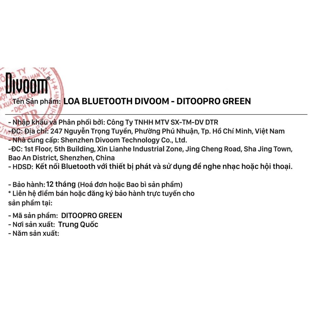 Loa Bluetooth Divoom DitooPro Green Màu Xanh lá