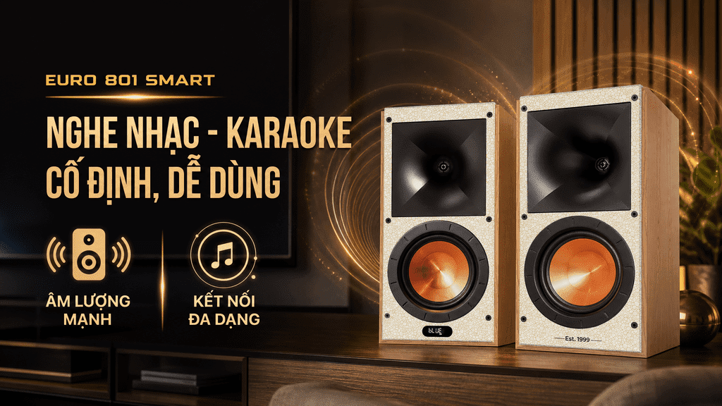 Cặp loa karaoke Paramax Euro 801 Smart 240W Màu Nâu nhạt