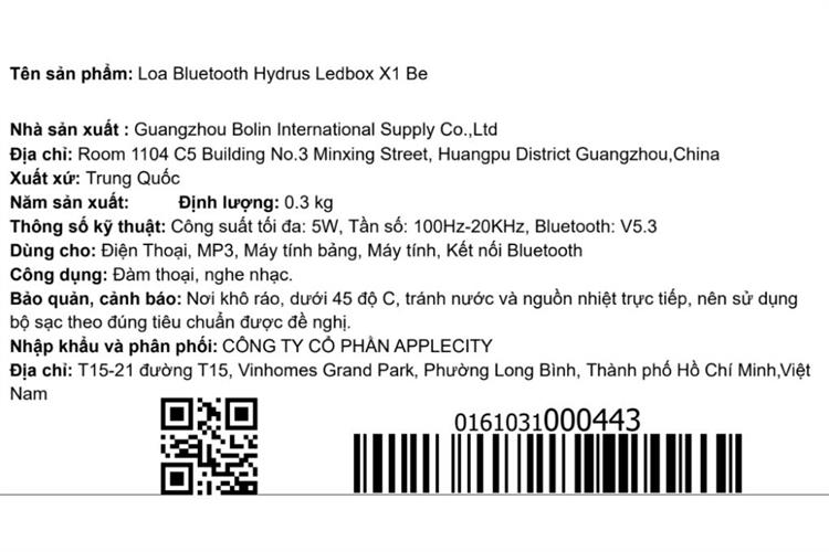 Loa Bluetooth Hydrus LedBox X Màu Màu be