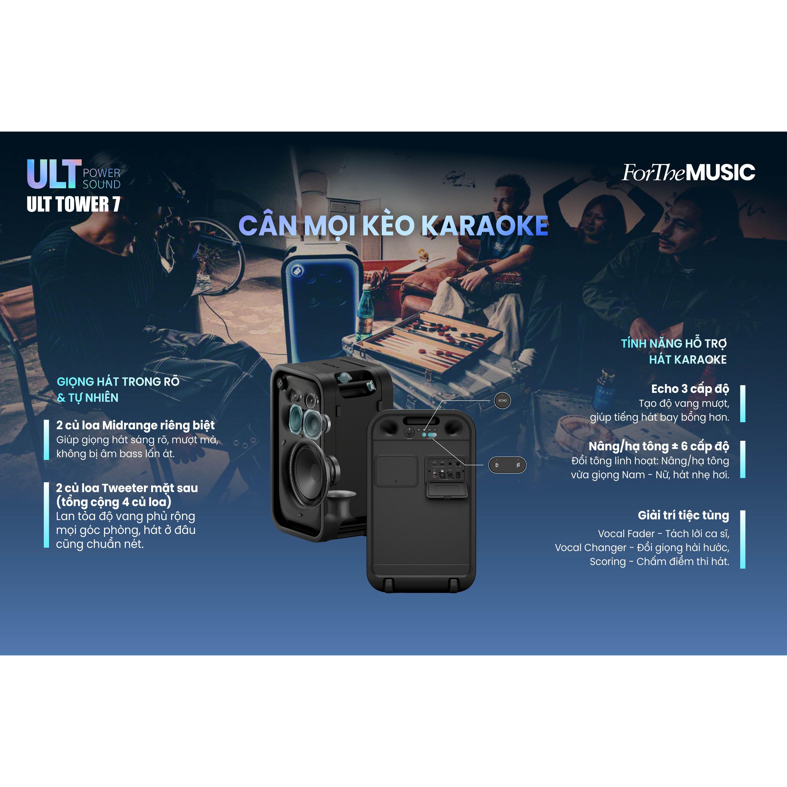 Loa kéo karaoke Bluetooth Sony SRS-ULT700/ZSP6 Màu Đen