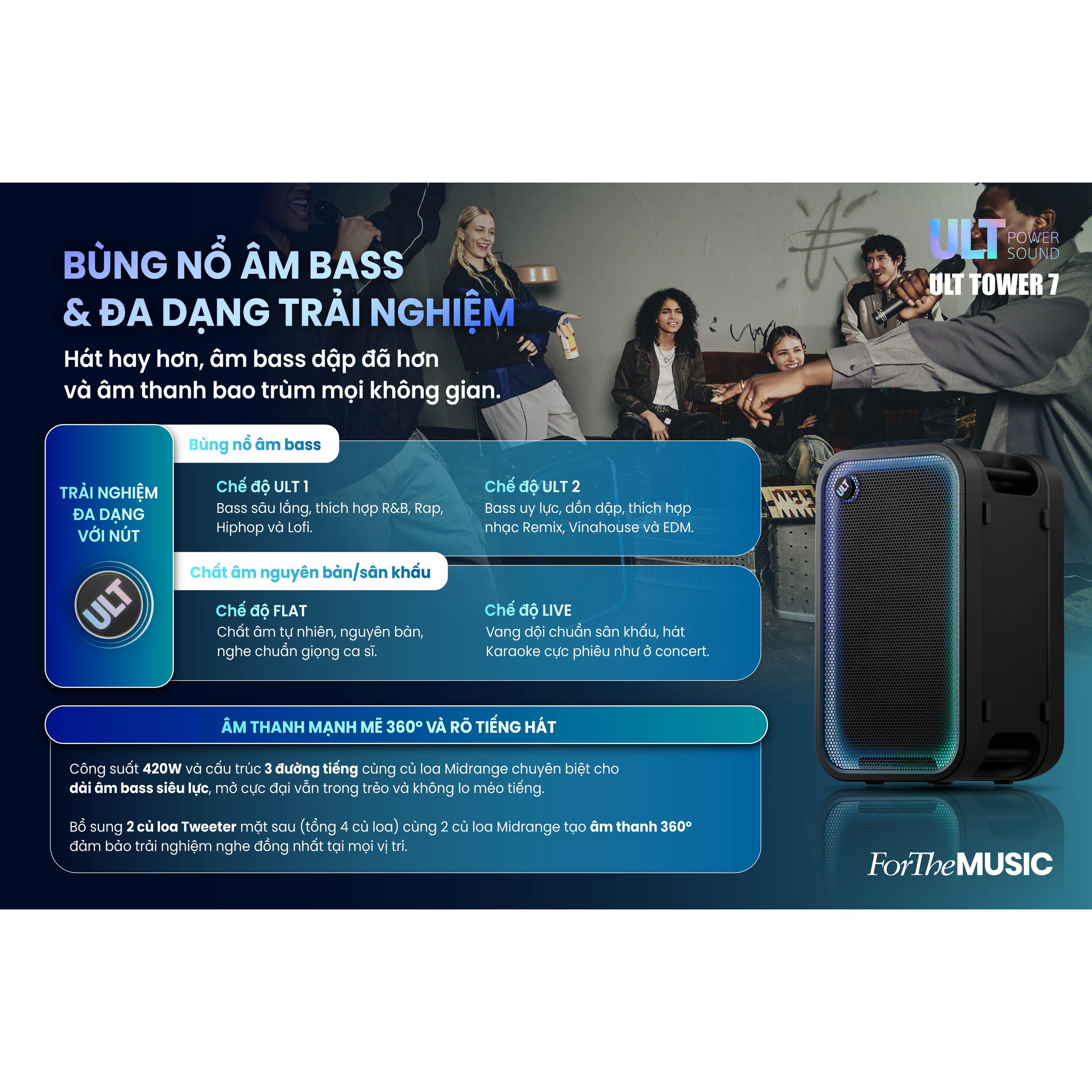 Loa kéo karaoke Bluetooth Sony SRS-ULT700/ZSP6 Màu Đen