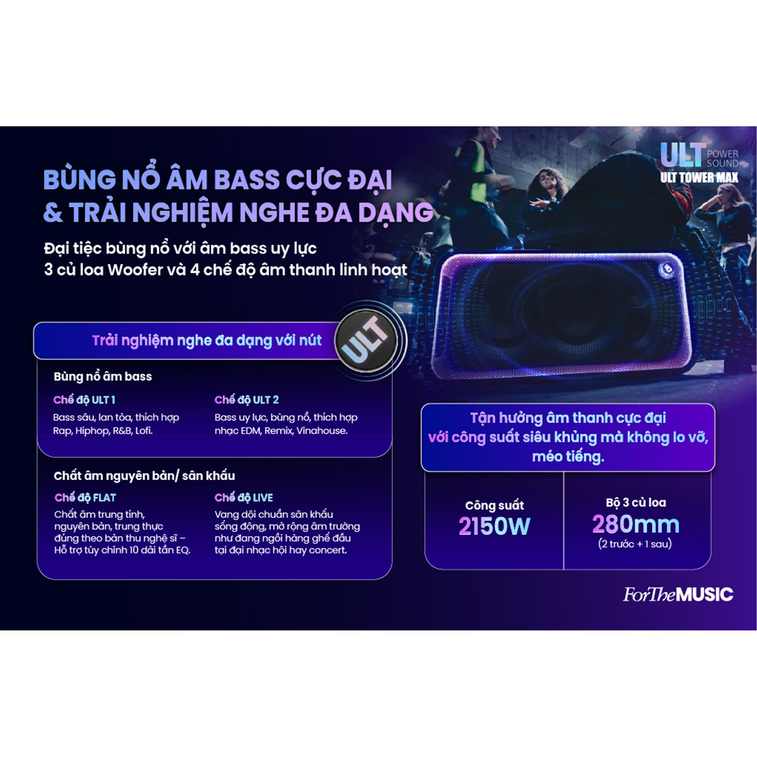 Loa Bluetooth Sony ULT Tower Max SRSULT3000/ZSP6 Màu Đen