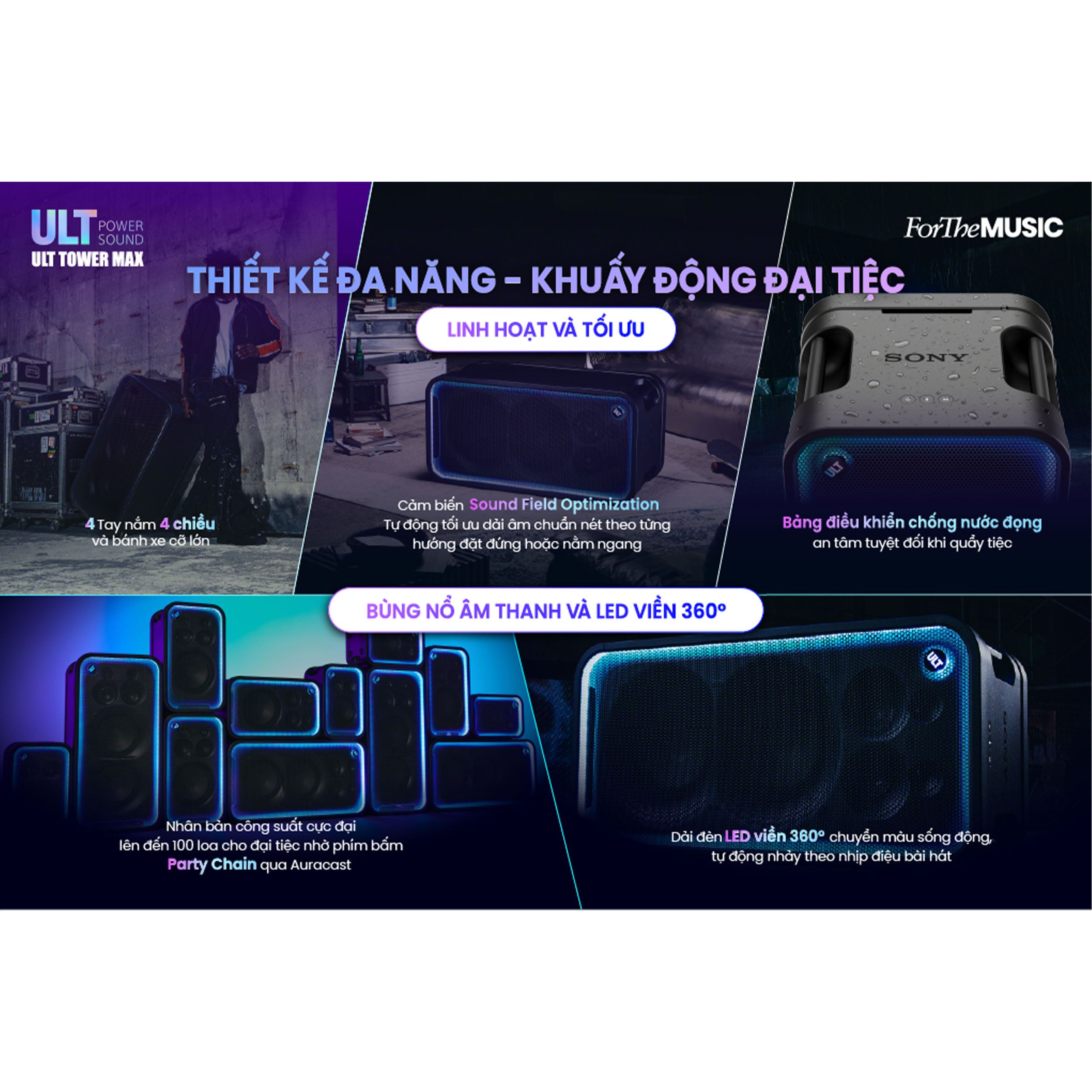 Loa Bluetooth Sony ULT Tower Max SRSULT3000/ZSP6 Màu Đen