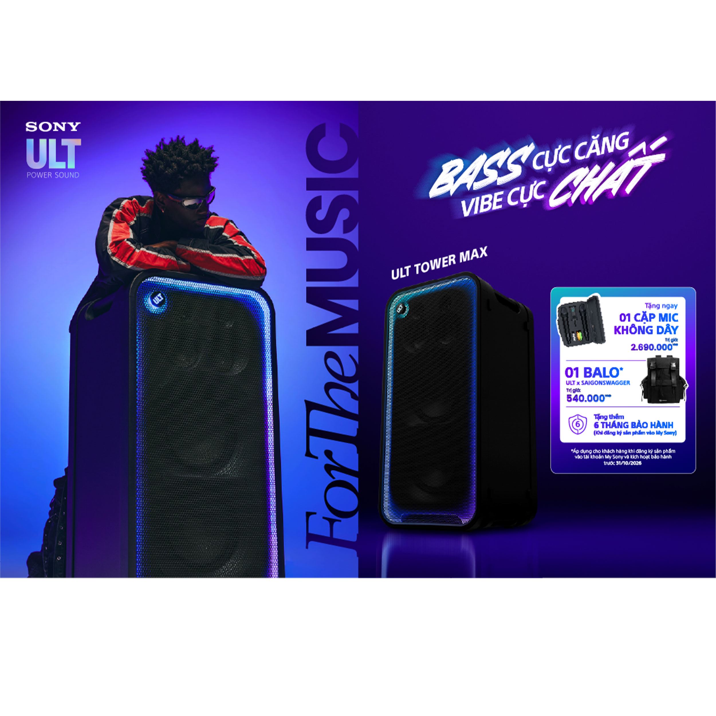 Loa Bluetooth Sony ULT Tower Max SRSULT3000/ZSP6 Màu Đen