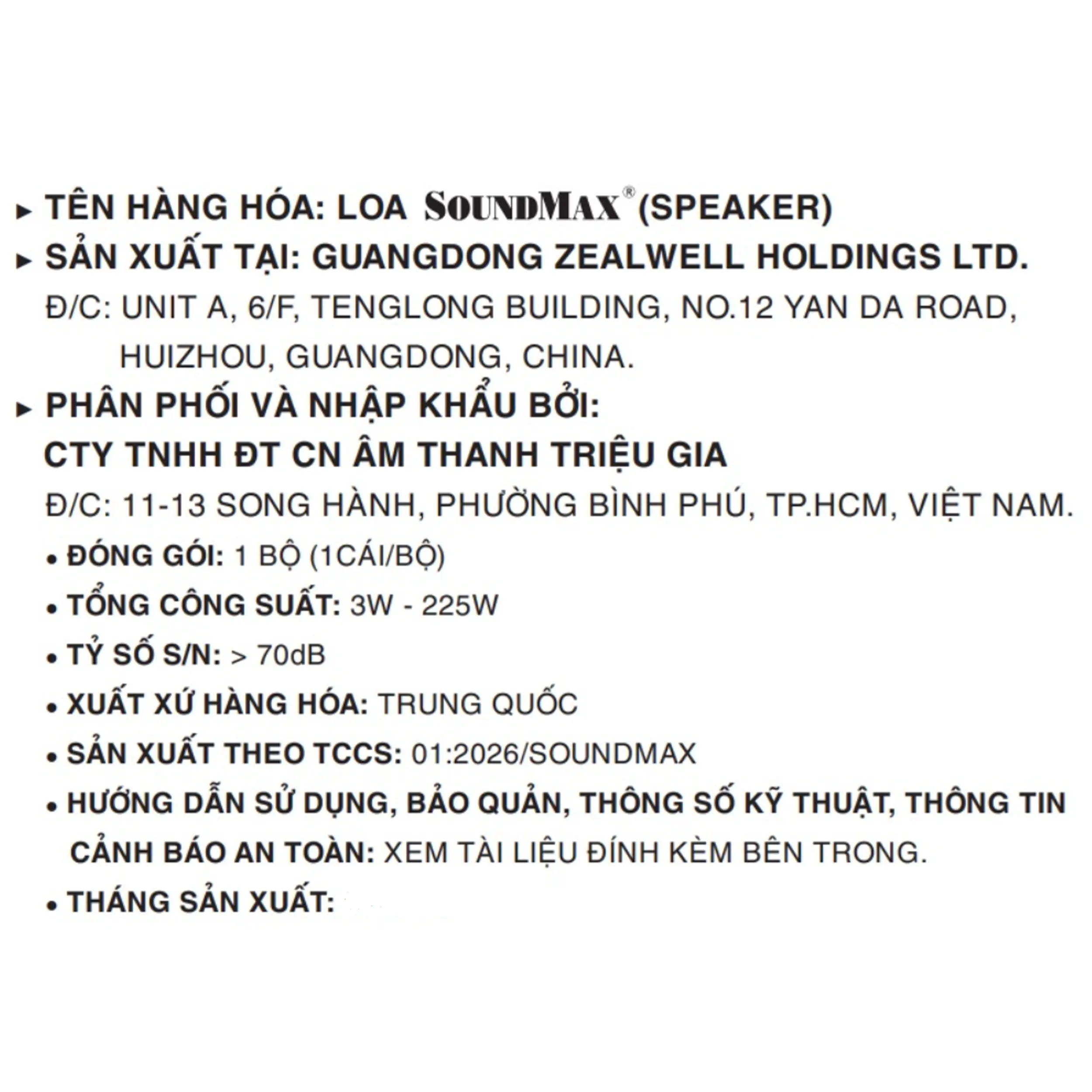 Loa thanh SoundMax SB201 Màu Đen