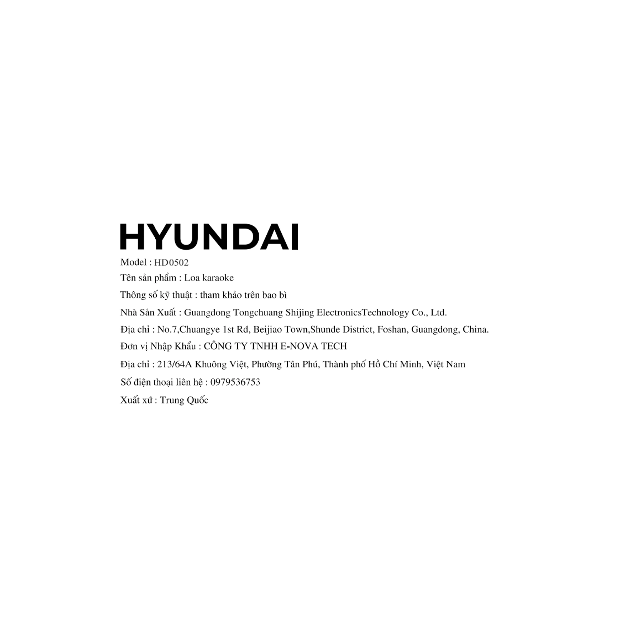 Loa Bluetooth karaoke Hyundai HD0502 Màu Đen