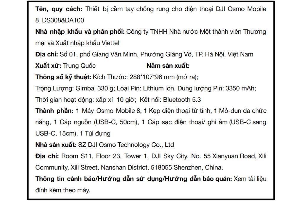 Thiết bị cầm tay chống rung cho điện thoại DJI Osmo Mobile 8_DS308&DA100 Màu Đen