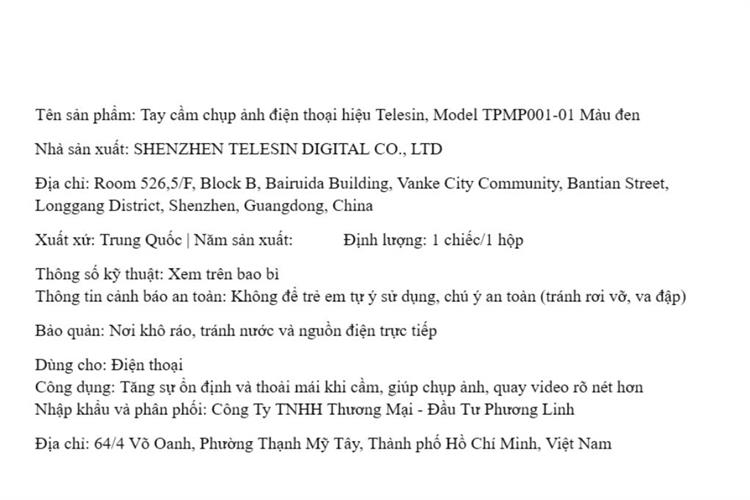Tay cầm chụp ảnh điện thoại Bluetooth Telesin TPMP001-01 Màu Đen