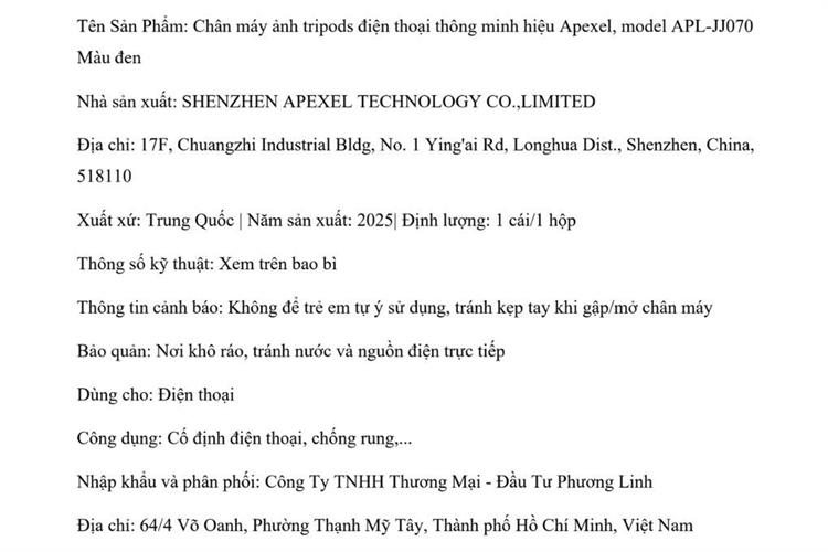 Chân máy ảnh Bluetooth Tripod điện thoại thông minh Apexel JJ070 Màu Đen