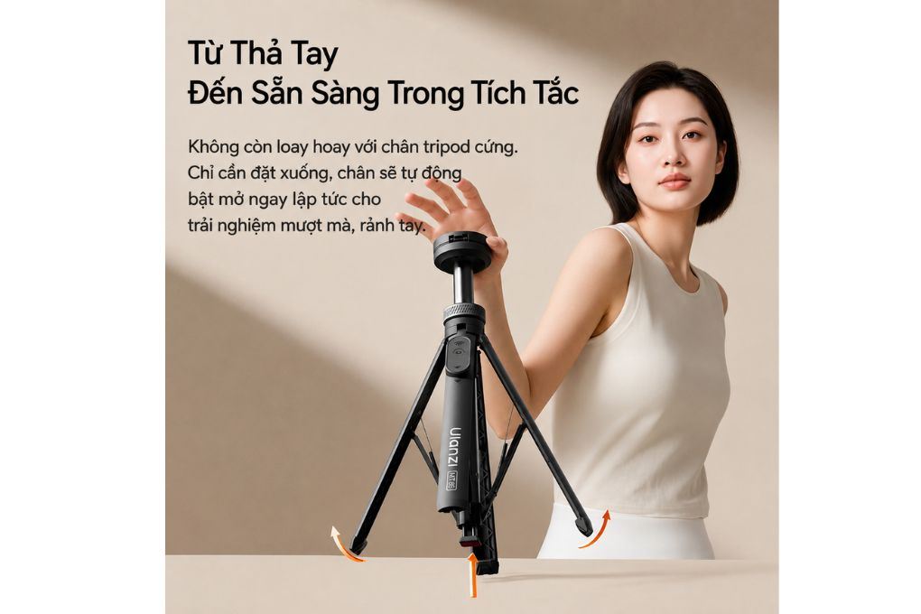 Chân Tripod Kiêm Gậy Selfie Magnetic Tự Bung Chân Nhanh 1.5m Ulanzi MT-85 Kèm Remote Bluetooth Màu Đen