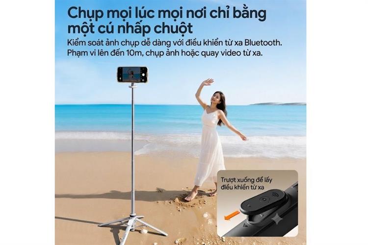Chân Tripod Kiêm Gậy Selfie Magnetic Tự Bung Chân Nhanh 1.5m Ulanzi MT-85 Kèm Remote Bluetooth Màu Trắng