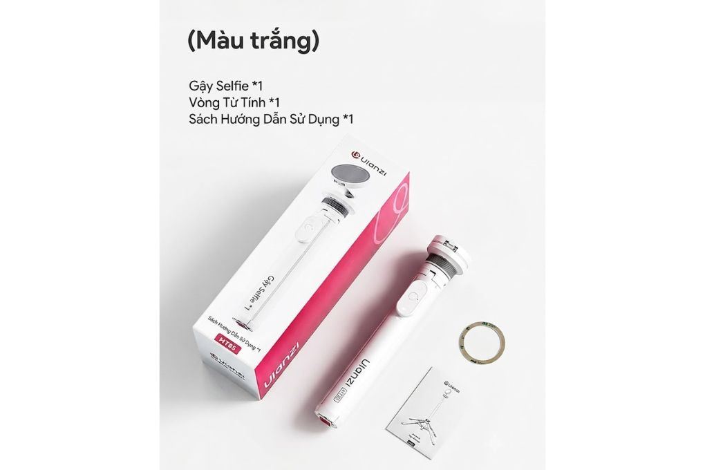 Chân Tripod Kiêm Gậy Selfie Magnetic Tự Bung Chân Nhanh 1.5m Ulanzi MT-85 Kèm Remote Bluetooth Màu Trắng