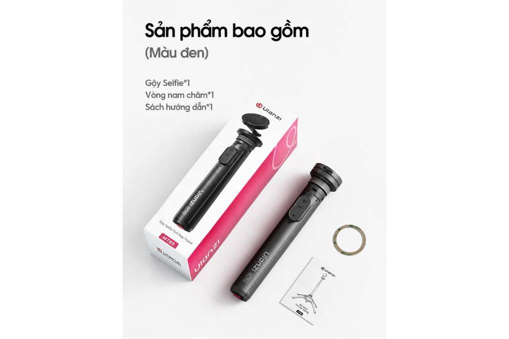 Chân Tripod Kiêm Gậy Selfie Magnetic Tự Bung Chân Nhanh 1.5m Ulanzi MT-85 Kèm Remote Bluetooth Màu Đen