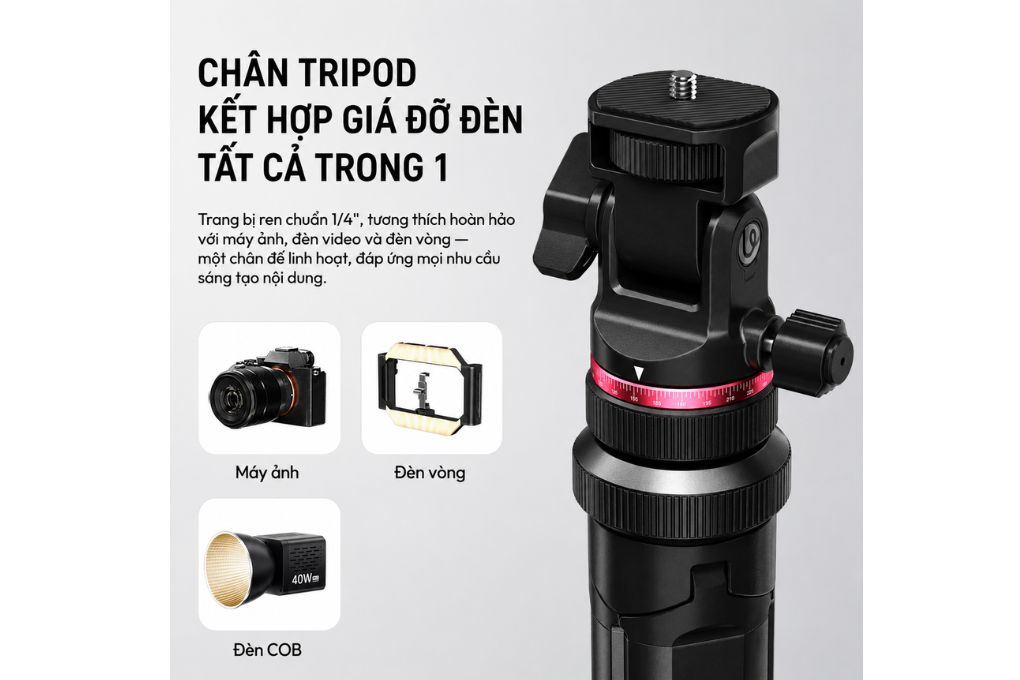 Chân Tripod Kiêm Gậy Selfie Tự Bung Chân Nhanh 2.13m Ulanzi MT-80 Màu Đen