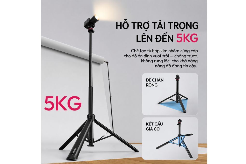 Chân Tripod Kiêm Gậy Selfie Tự Bung Chân Nhanh 2.13m Ulanzi MT-80 Màu Đen
