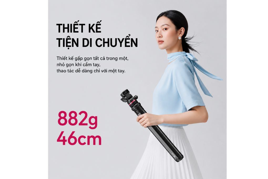Chân Tripod Kiêm Gậy Selfie Tự Bung Chân Nhanh 2.13m Ulanzi MT-80 Màu Đen