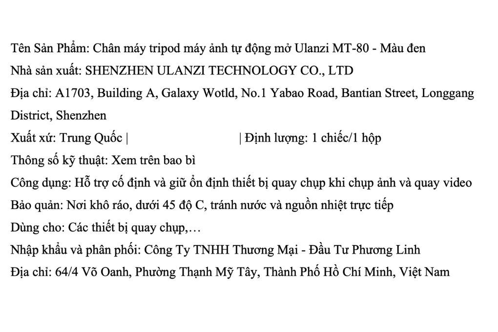 Chân Tripod Kiêm Gậy Selfie Tự Bung Chân Nhanh 2.13m Ulanzi MT-80 Màu Đen