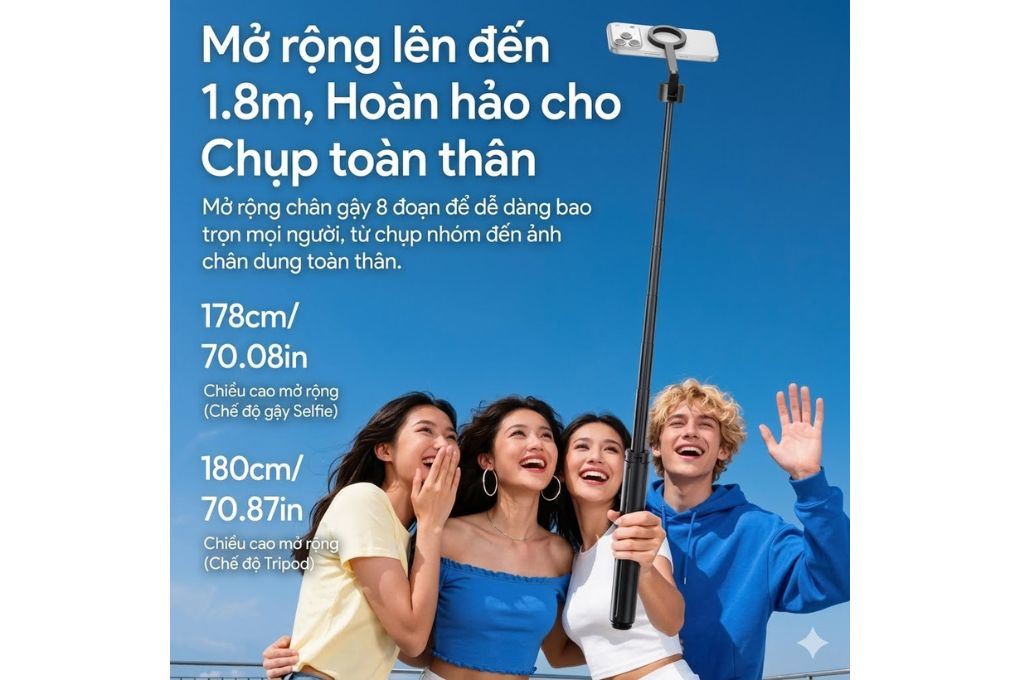 Chân Tripod Magnetic Tự Bung Chân Nhanh 1.8m Ulanzi SK-21 Màu Đen