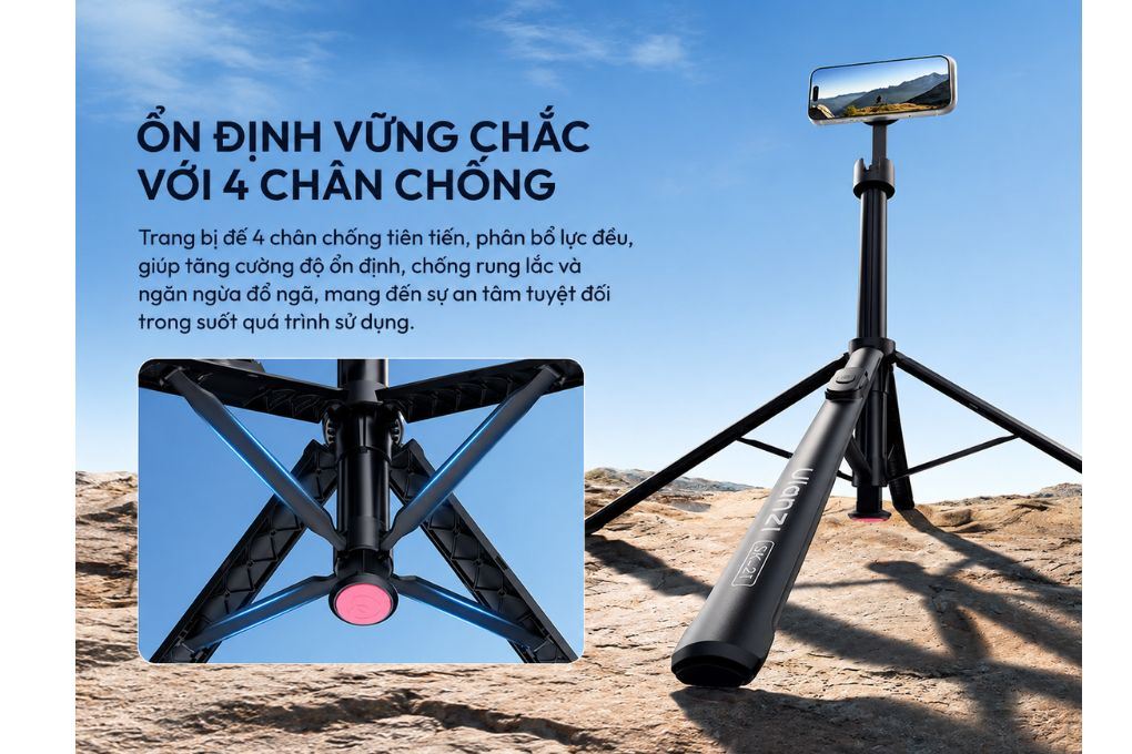 Chân Tripod Magnetic Tự Bung Chân Nhanh 1.8m Ulanzi SK-21 Màu Đen
