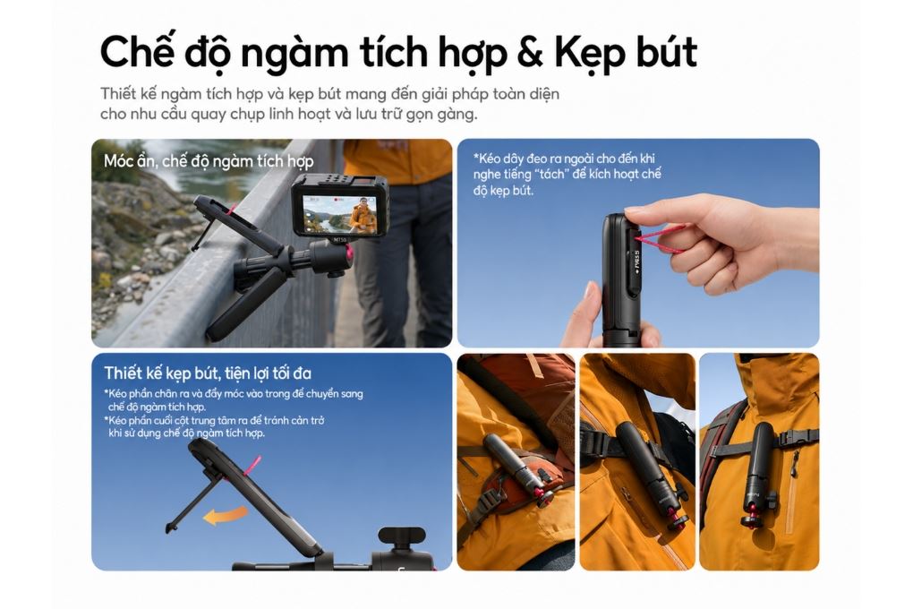 Chân Tripod Mini Kiêm Gậy Selfie 31cm Ulanzi SnapGo MT55 Màu Đen