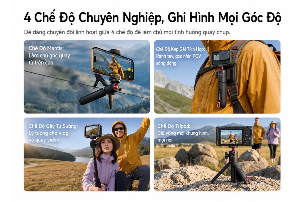 Chân Tripod Mini Kiêm Gậy Selfie 31cm Ulanzi SnapGo MT55 Màu Đen