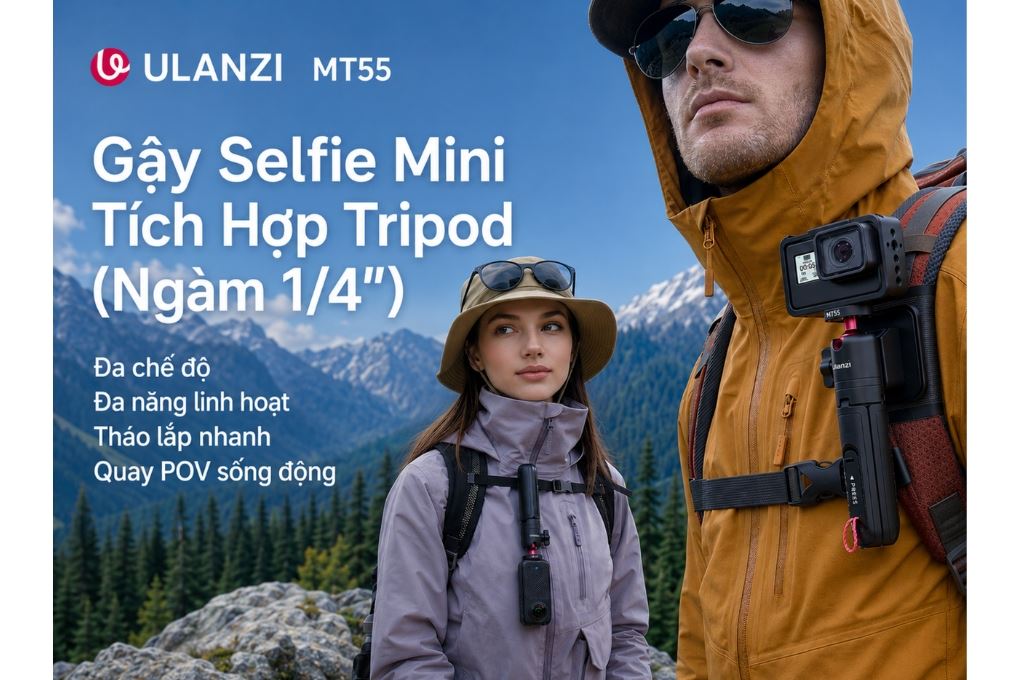 Chân Tripod Mini Kiêm Gậy Selfie 31cm Ulanzi SnapGo MT55 Màu Đen