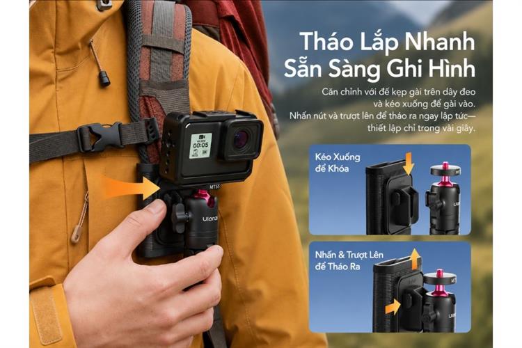Chân Tripod Mini Kiêm Gậy Selfie 31cm Ulanzi SnapGo MT55 Màu Đen