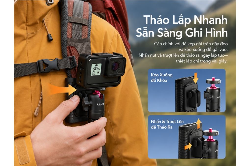 Chân Tripod Mini Kiêm Gậy Selfie 31cm Ulanzi SnapGo MT55 Màu Đen
