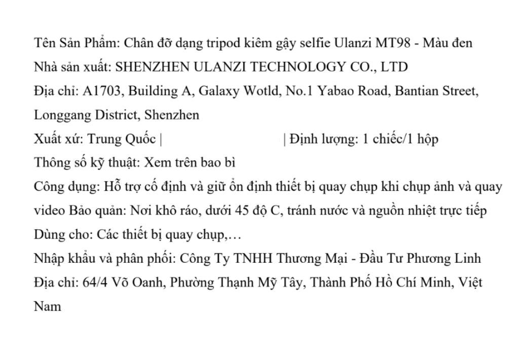 Chân Tripod Kiêm Gậy Selfie Action Camera 57cm Ulanzi MT98 Màu Đen