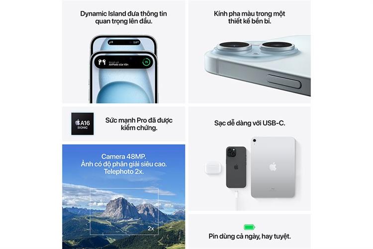 Điện thoại iPhone 15 128GB Màu Đen