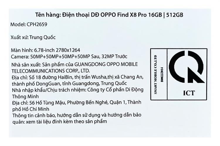 Điện thoại OPPO Find X8 Pro 5G 16GB/512GB Màu Đen