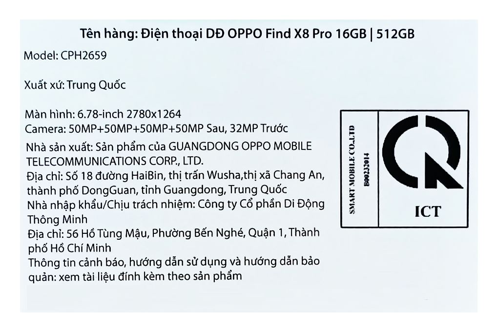 Điện thoại OPPO Find X8 Pro 5G 16GB/512GB Màu Trắng