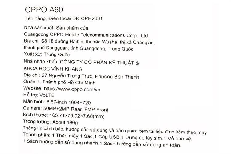 Điện thoại OPPO A60 8GB/256GB Màu Xanh dương nhạt