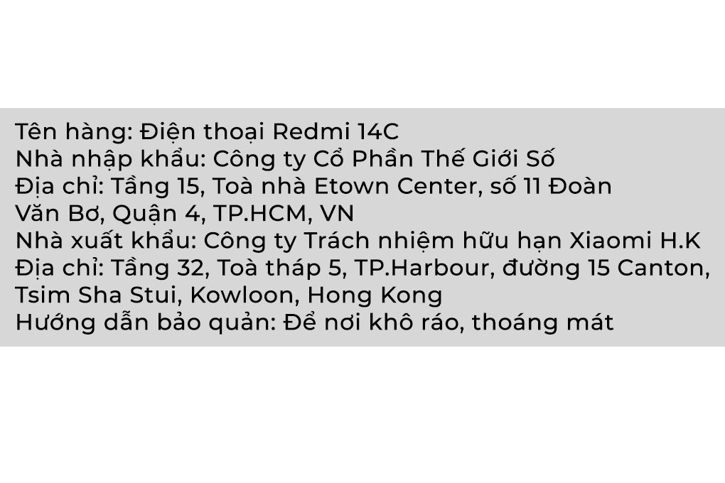 Điện thoại Xiaomi Redmi 14C 4GB/128GB Màu Đen