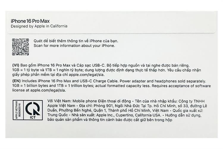 Điện thoại iPhone 16 Pro Max 256GB Màu Titan trắng