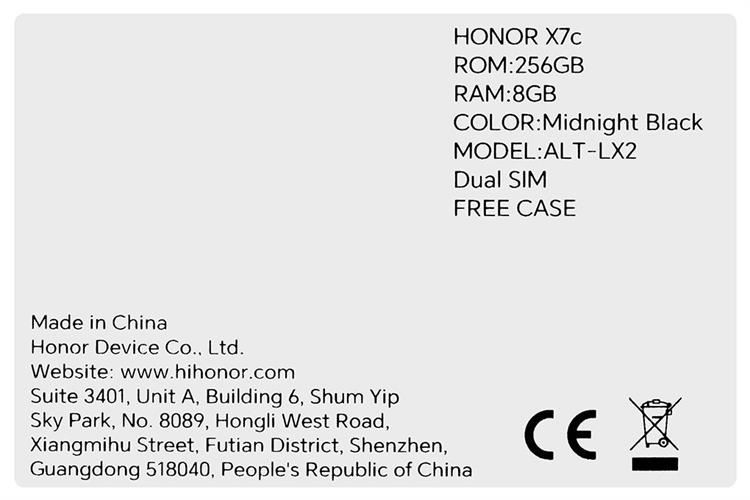 Điện thoại HONOR X7c 8GB/256GB Màu Đen