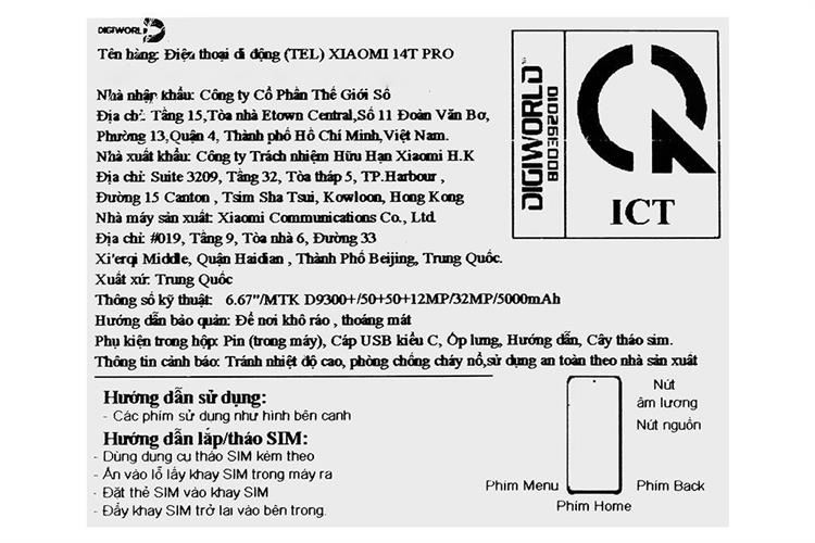 Điện thoại Xiaomi 14T Pro 5G 12GB/1TB Màu Xám