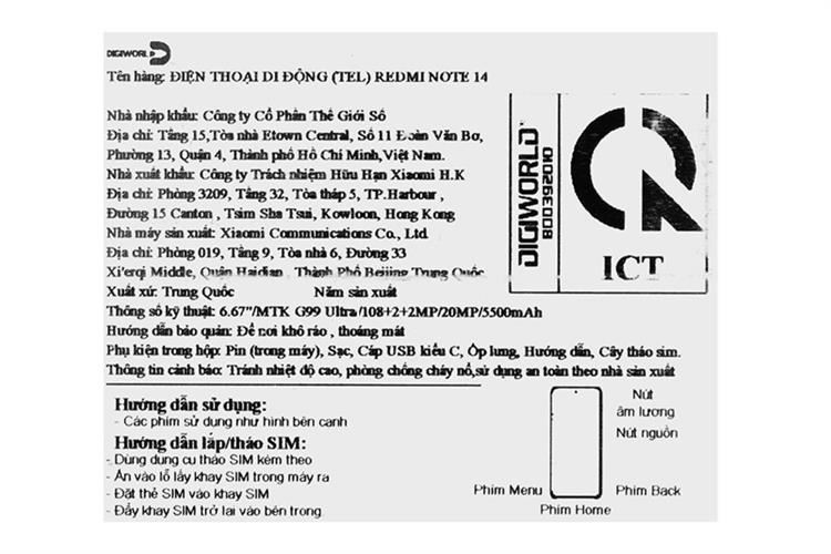 Điện thoại Xiaomi Redmi Note 14 8GB/128GB Màu Xanh lá