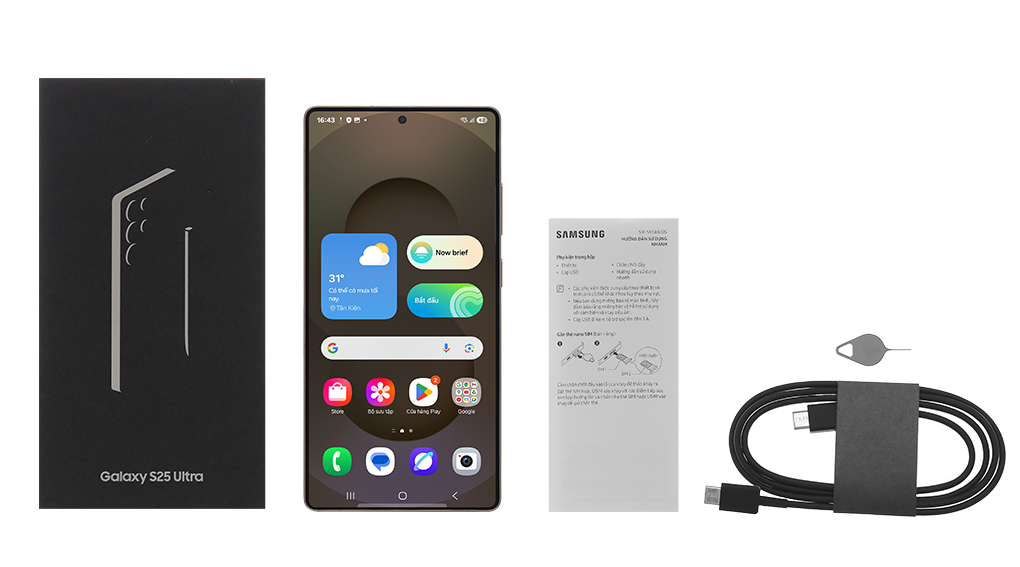 Bộ sản phẩm gồm: Hộp, Sách hướng dẫn, Cây lấy sim, Cáp Type C