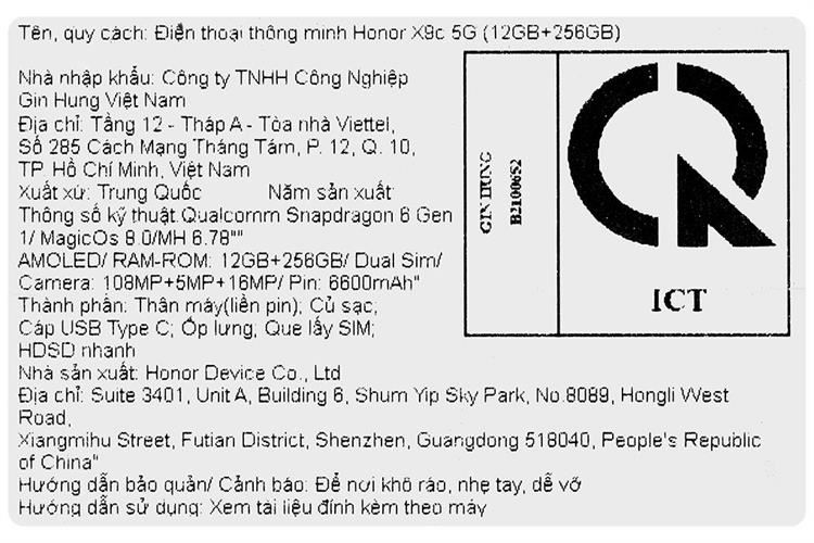 Điện thoại HONOR X9c 5G 12GB/256GB Màu Tím