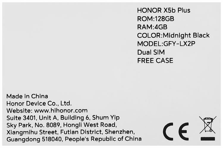 Điện thoại HONOR X5b Plus 4GB/128GB Màu Đen