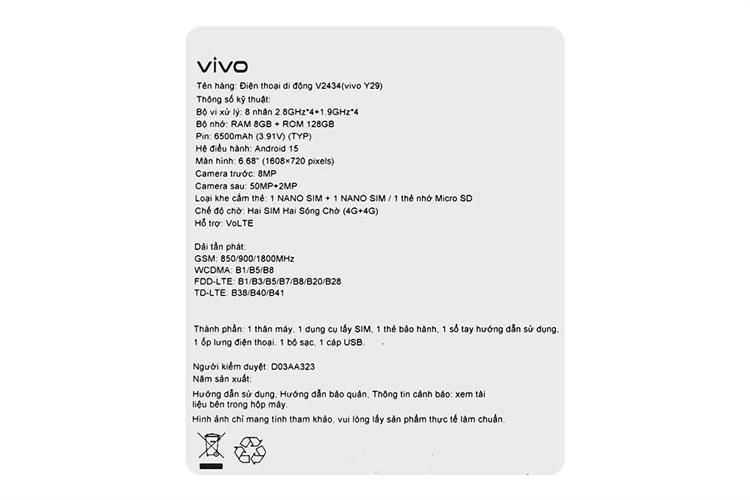 Điện thoại vivo Y29 8GB/128GB Màu Nâu