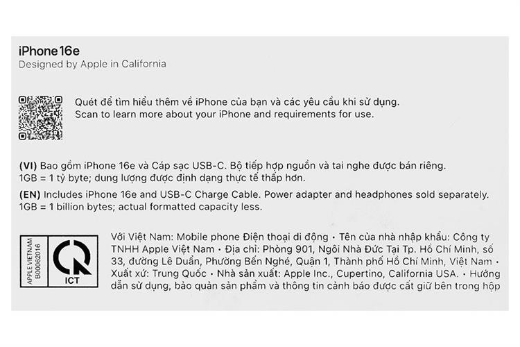 Điện thoại iPhone 16e 256GB Màu Trắng