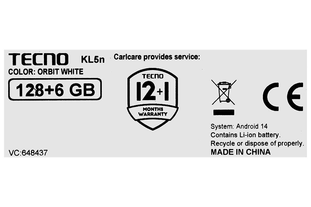 Điện thoại Tecno Spark 30C 6GB/128GB Màu Trắng